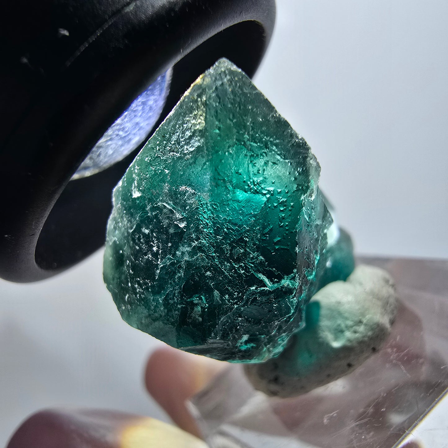 Spécimen cubique de fluorite fantôme transparente, Okorusu vert tessellé, Namibie 29*21*18mm #11854