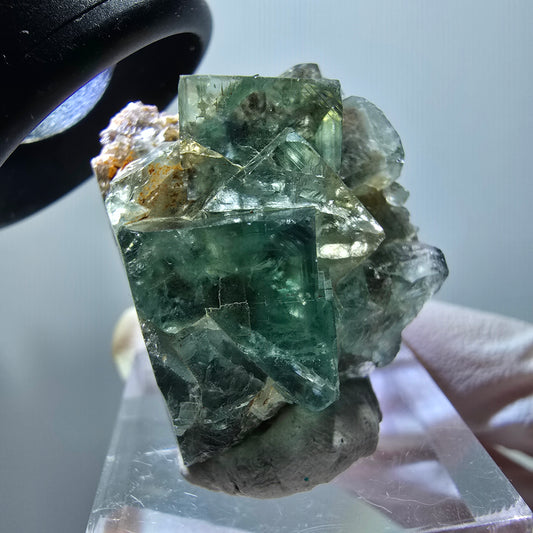 Spécimen cubique de fluorite fantôme très clair, vert Okorusu, Namibie 30*25*17mm #11862