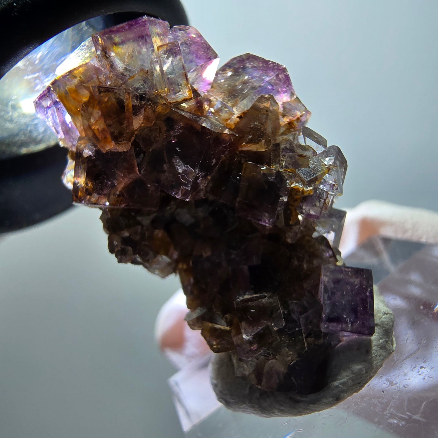 Rare phantom fluorite cube specimen, green-purple, Okorusu, Namibia, 33*19*19mm #11867