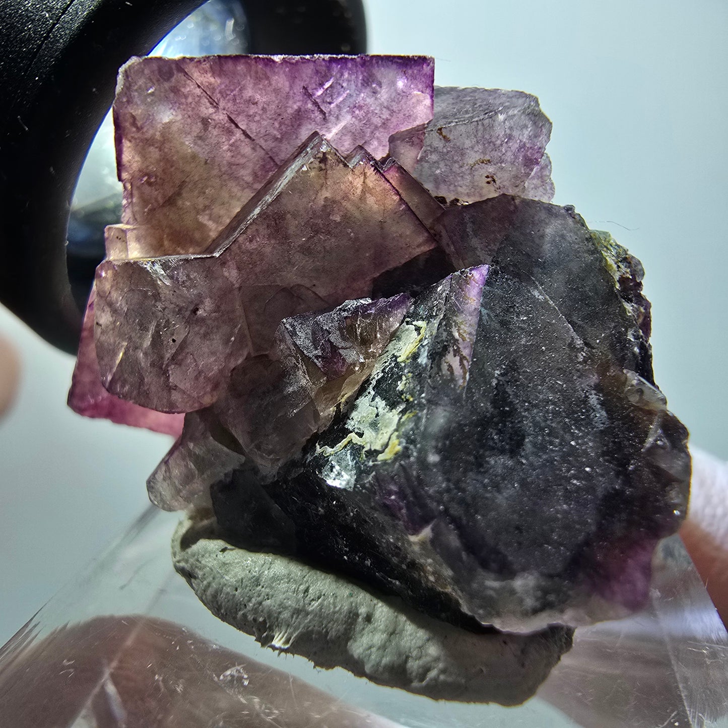 Rare phantom fluorite cube specimen, green-purple, Okorusu, Namibia, 36*23*20mm #11869