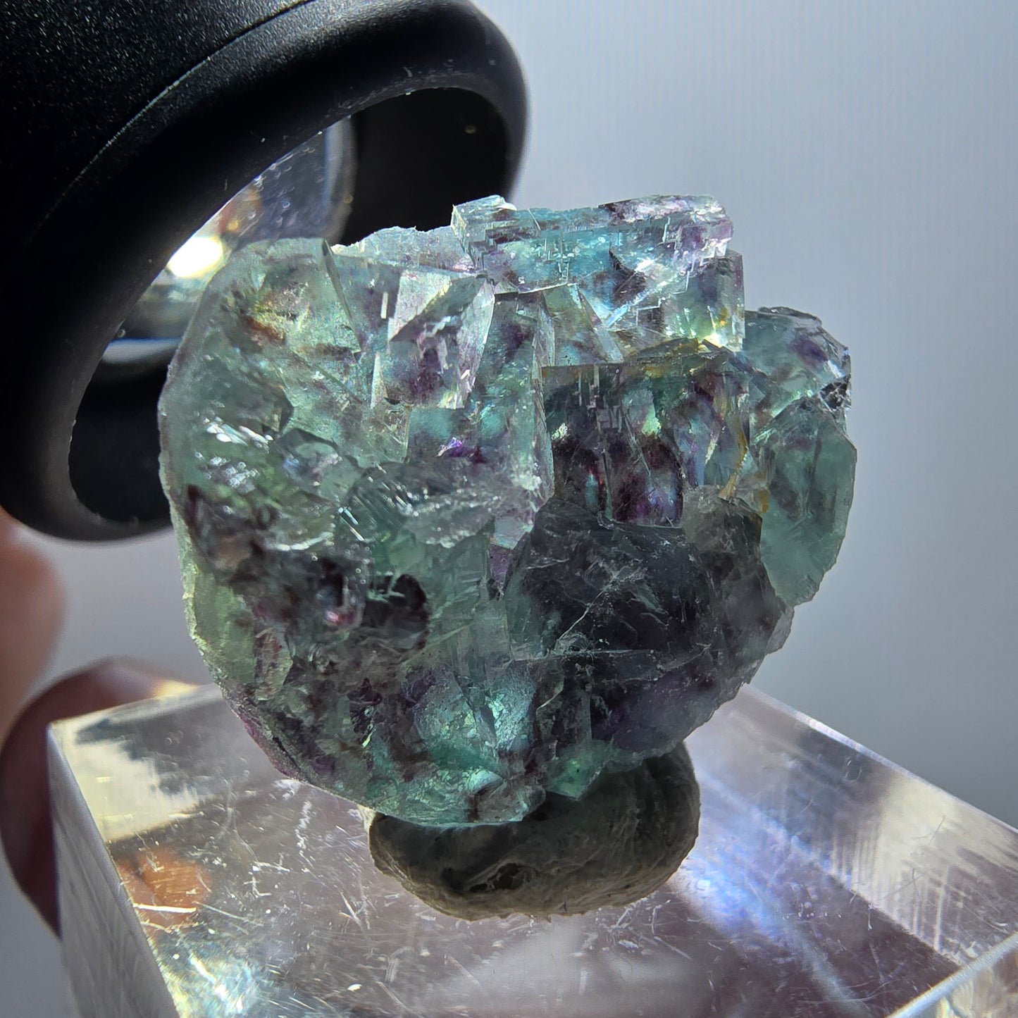Rare phantom fluorite cube specimen, green-purple, Okorusu, Namibia, 23*22*9mm #11872