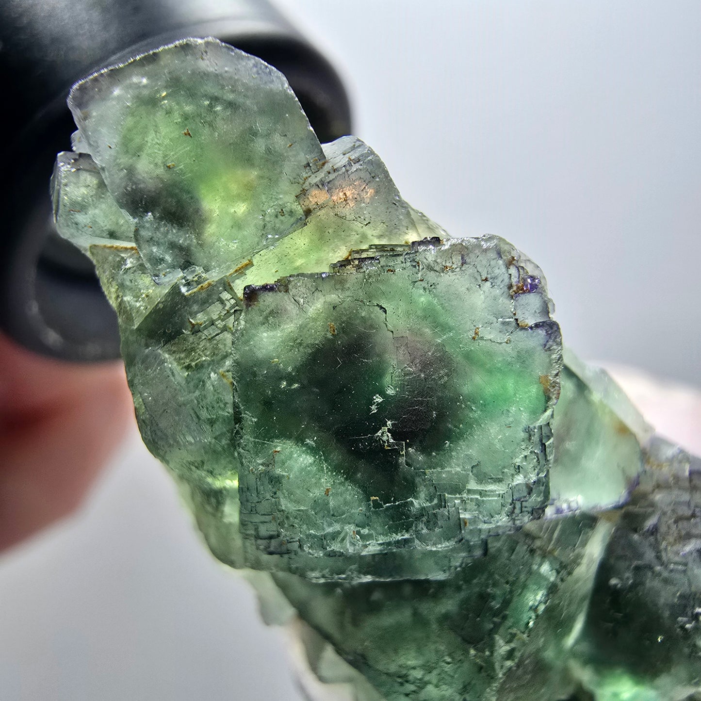 Phantom Fluorite Cube Step, green parqueted Okorusu, Namibia 44*25*14mm #11882