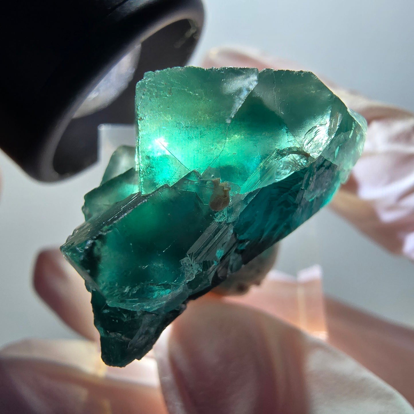 Phantom Fluorite Cube Step, green parqueted Okorusu, Namibia 33*29*16mm #11885