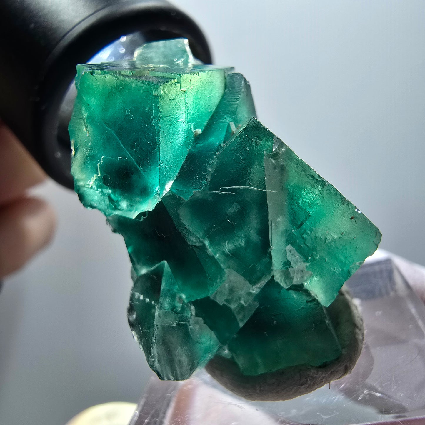 Cube de marche en fluorite fantôme, parquet vert Okorusu, Namibie 35*33*20mm #11888
