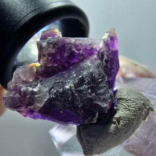 Spécimen rare de cube de fluorite fantôme, violet, Okorusu, Namibie, 25*22*12 mm #11907
