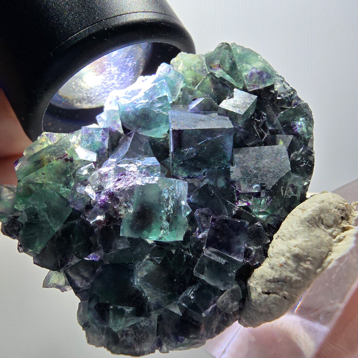 Rare phantom fluorite cube specimen, green-purple, Okorusu, Namibia, 44*34*13mm #11915