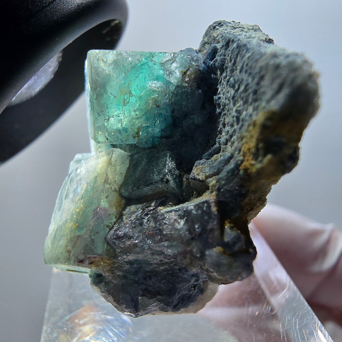Cube de fluorite fantôme, spécimen de tourmaline schorl, Erongo, Namibie 38*32*19 mm #11921