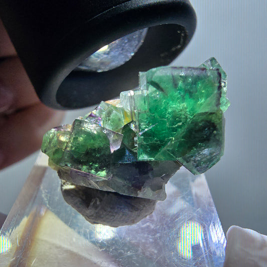 Rare phantom fluorite cube specimen, green-purple, Okorusu, Namibia, 26*18*13mm #11931