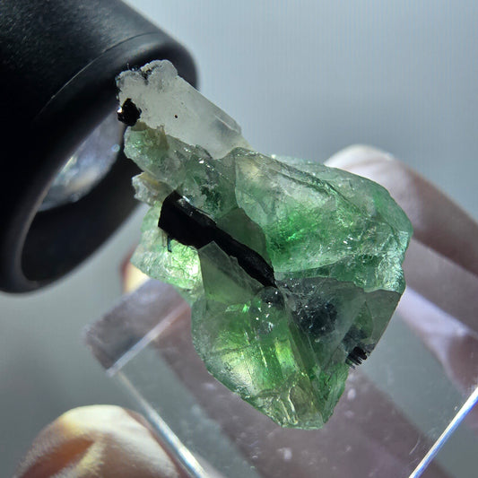 Phantom Fluorit, Schörl Turmalin, Rauchquarz Stufe Erongo, Namibia 26*18*17mm #11932