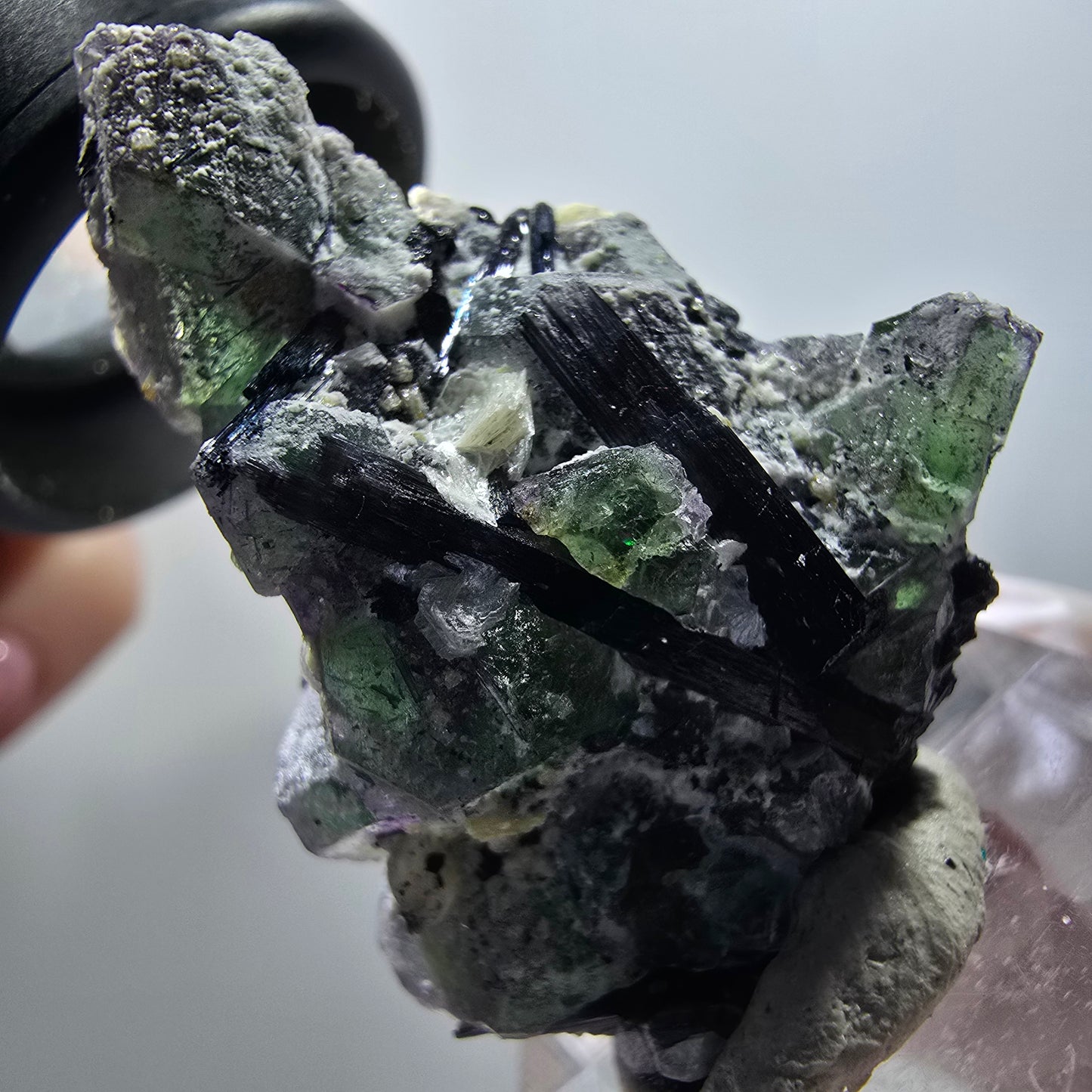 Fluorite fantôme, Tourmaline Schörl, Stade muscovite Erongo, Namibie 39*35*20mm #11943