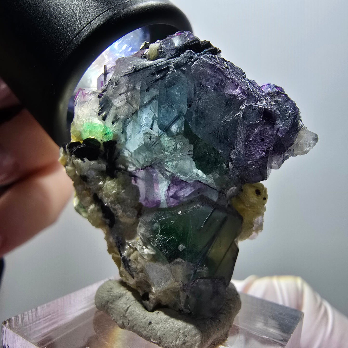 Fluorite fantôme, Tourmaline Schörl, Stade muscovite Erongo, Namibie 37*36*20mm #11967
