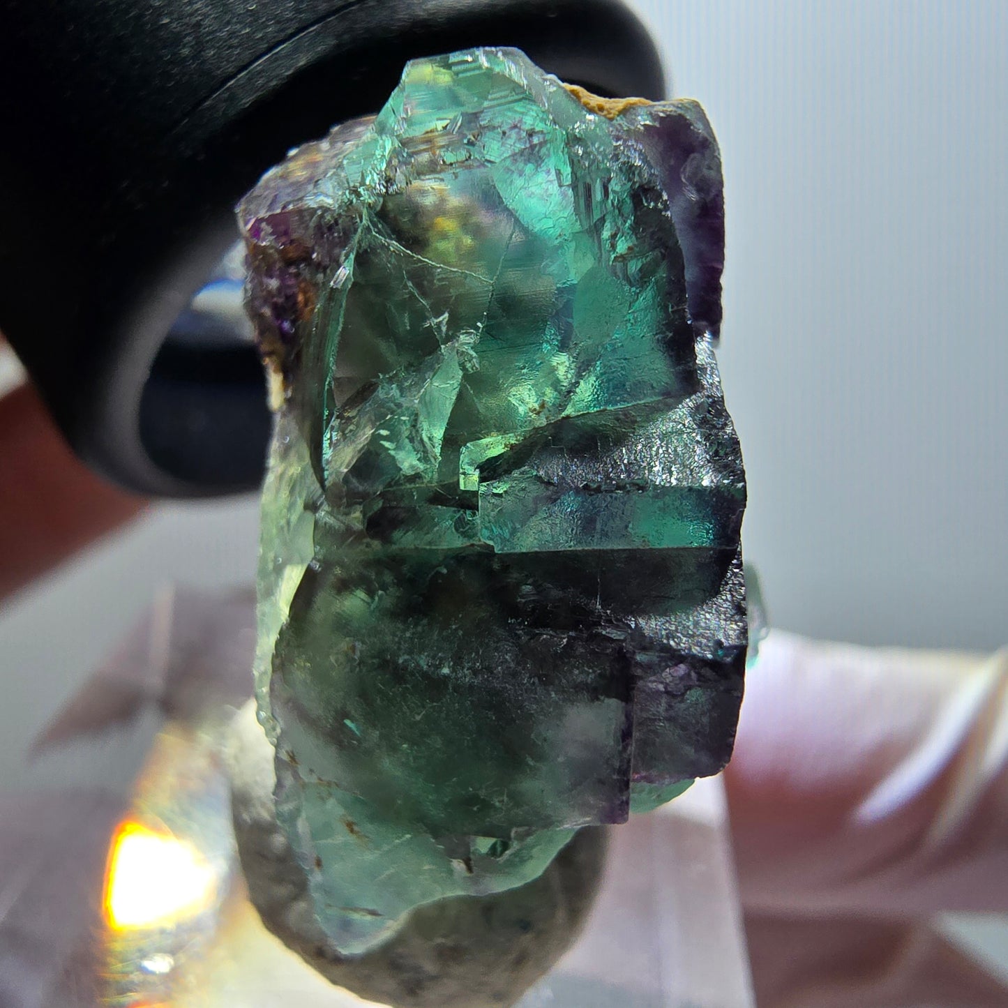 Rare phantom fluorite cube specimen, green-purple, Okorusu, Namibia, 28*21*14mm #11978