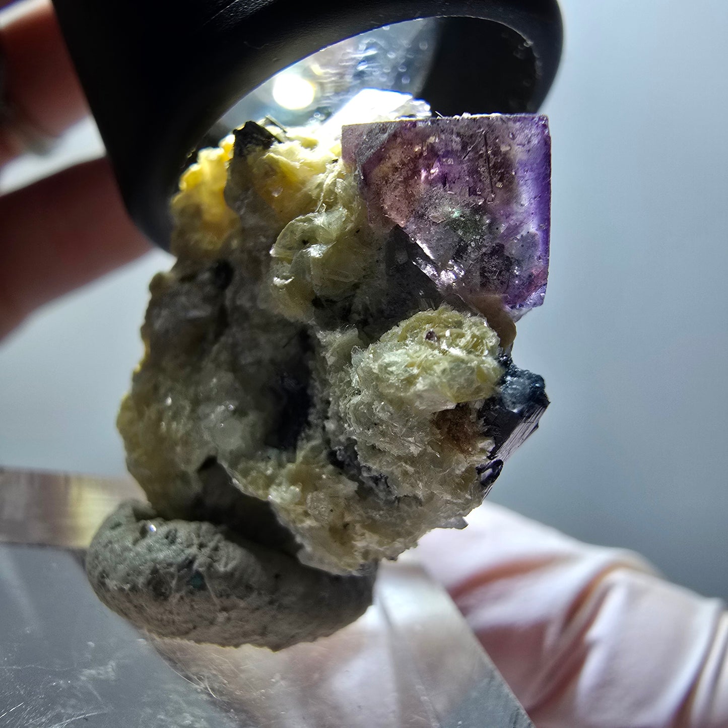 Fluorite fantôme, Tourmaline Schörl, Stade muscovite Erongo, Namibie 30*26*17mm #11986