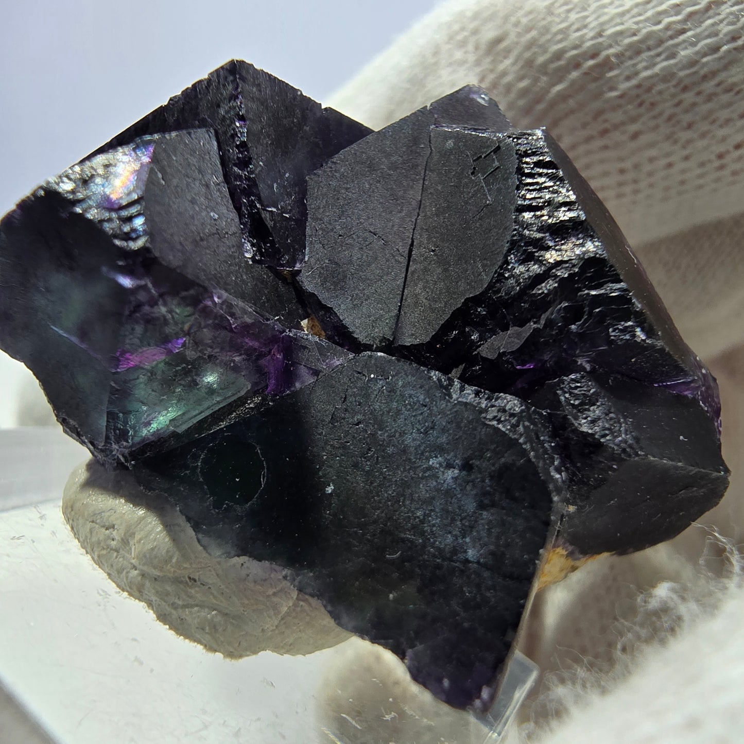 Klare Phantom Fluorit Würfel Stufe zonal grün lila Okorusu, Namibia 37*31*24mm