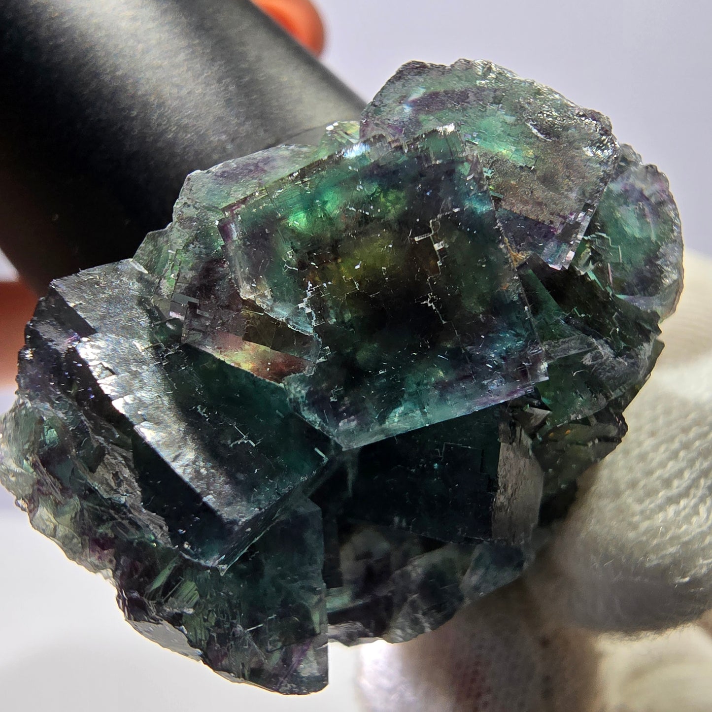 Rare Phantom Fluorite Cube Specimen, green purple Okorusu Namibia 80*24*32mm