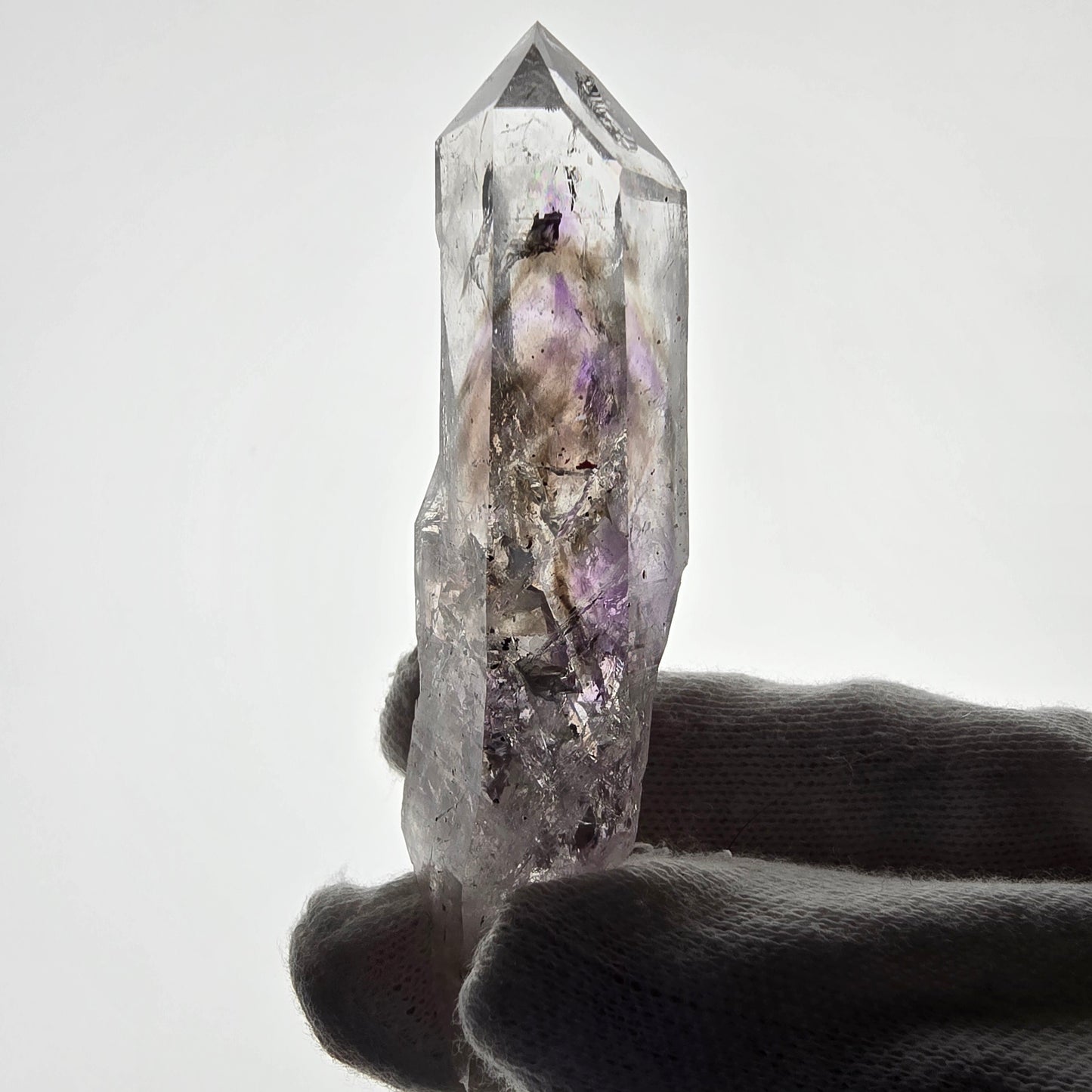 Sceptre d'améthyste hématite Enhydro, mine de calcite UV Streep, Namibie 81 x 22 x 21 mm