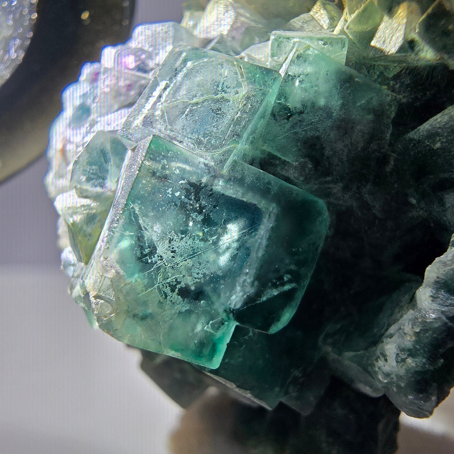 Cube de fluorite fantôme zonal, spécimen de tourmaline Schorl, Erongo, Namibie, 56 x 49 x 41 mm