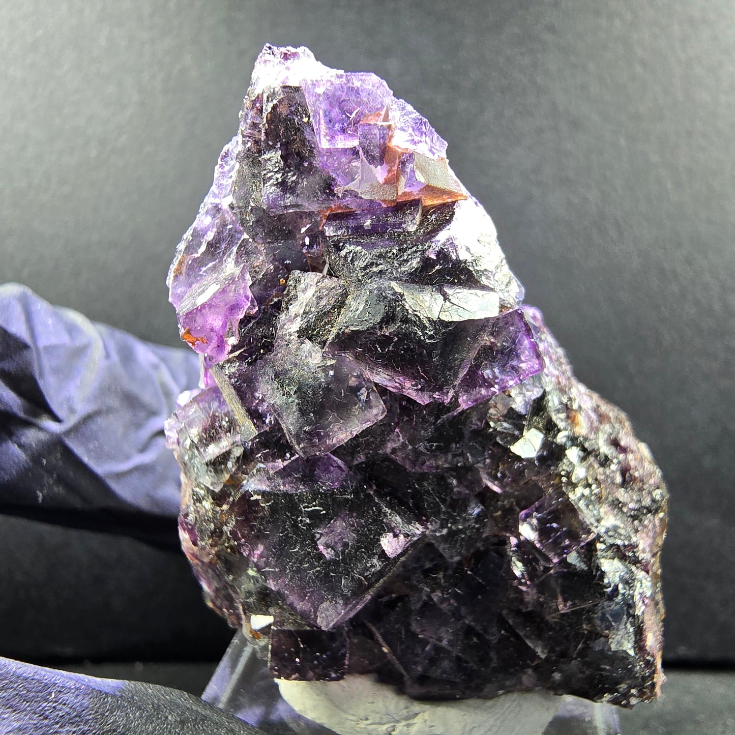 Seltene Phantom Fluorit XX Stufe lila grün mit Eisen 40*36*23mm Okorusu, Namibia