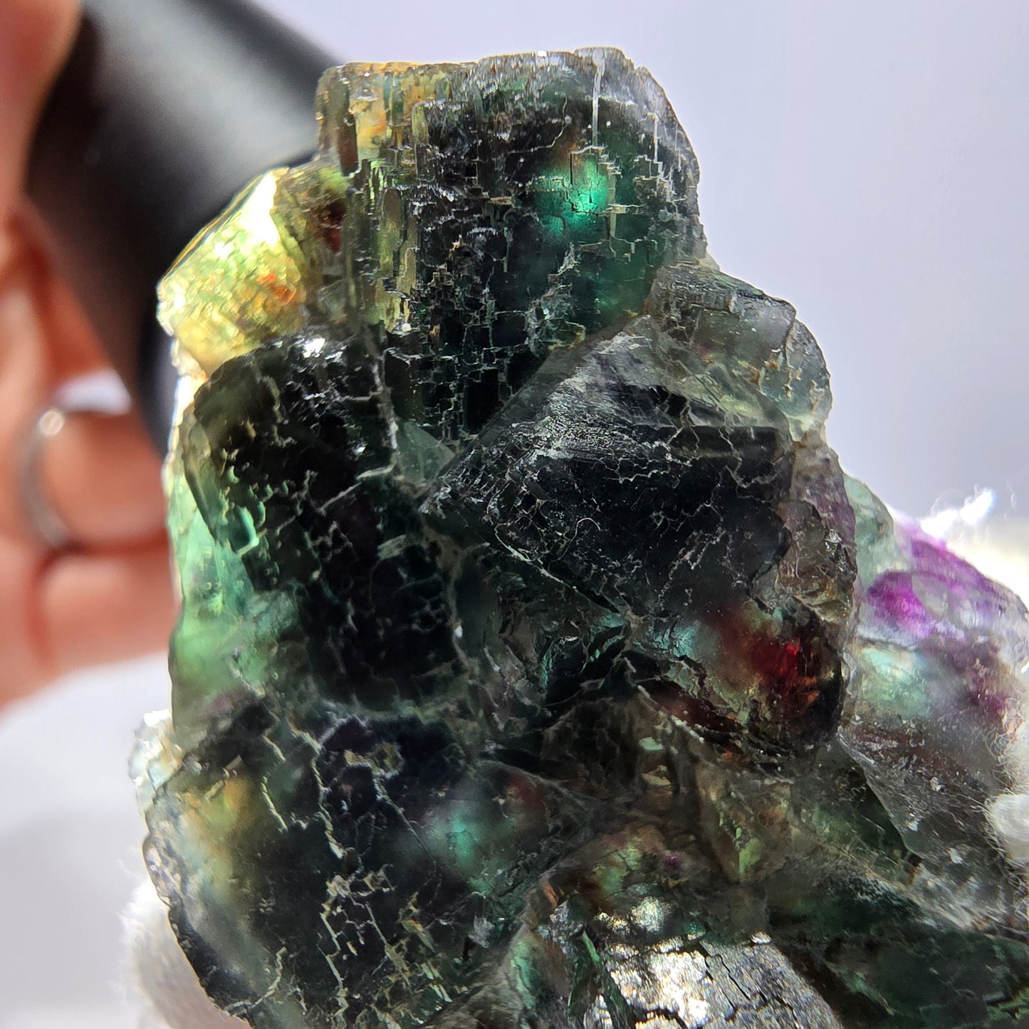 Rare spécimen de cube de fluorite fantôme, parqueté vert Okorusu, Namibie, 52 x 29 x 18 mm