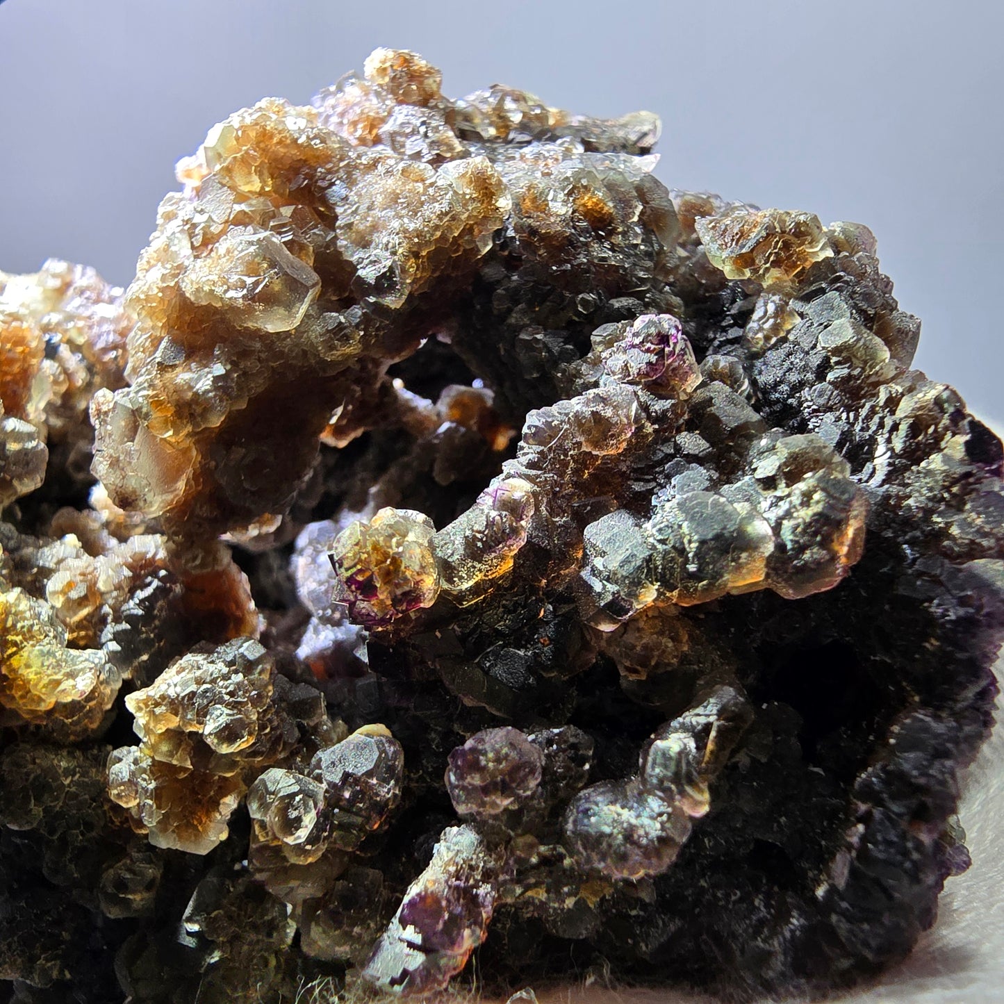 Fluorite fantôme XL, muscovite, hyalite, quartz fumé, tourmaline Schörl, Erongo, Namibie, 100 x 97 x 69 mm