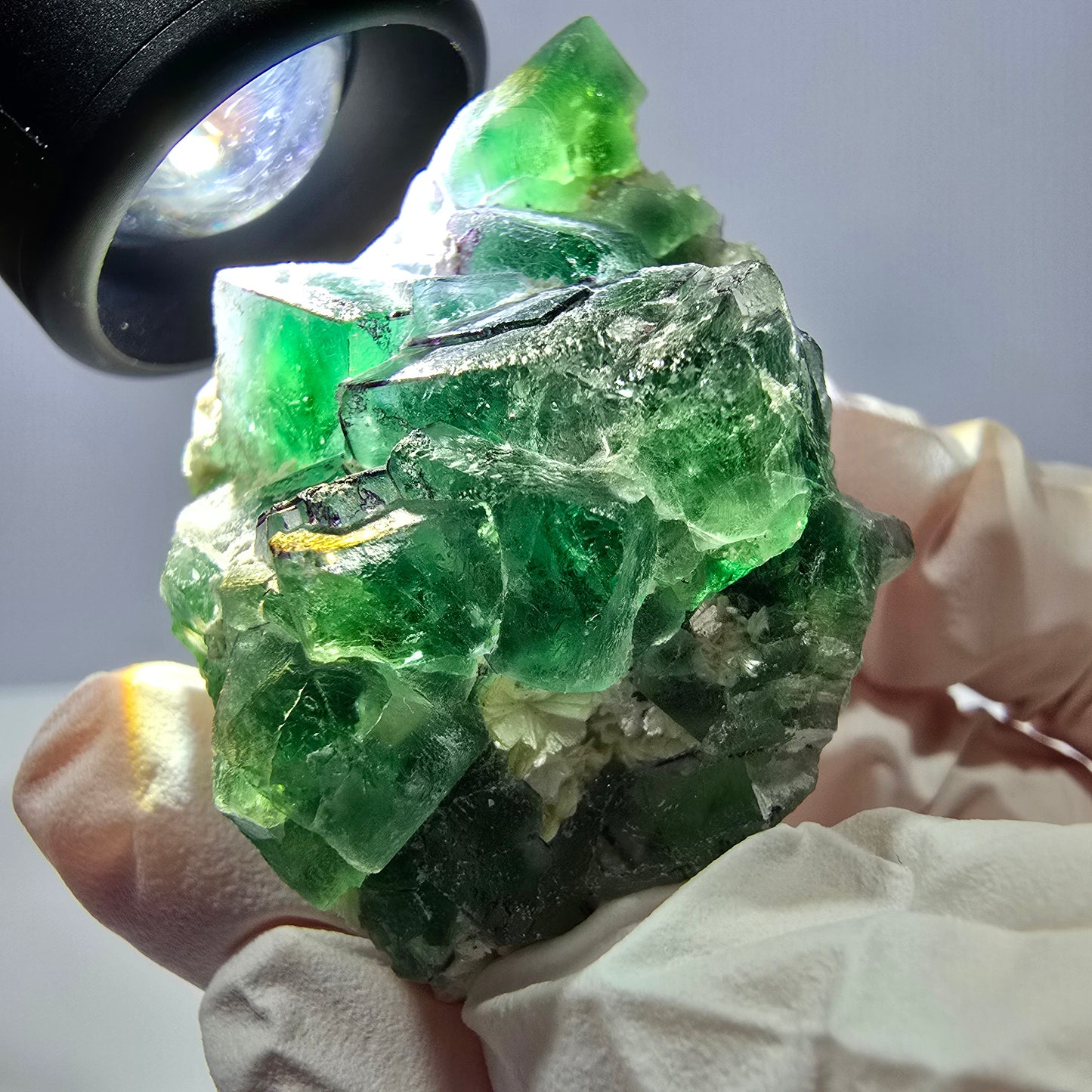 Cube de fluorite fantôme, spécimen de tourmaline scholle muscovite hyalite, Erongo, Namibie, 42 x 36 x 28 mm