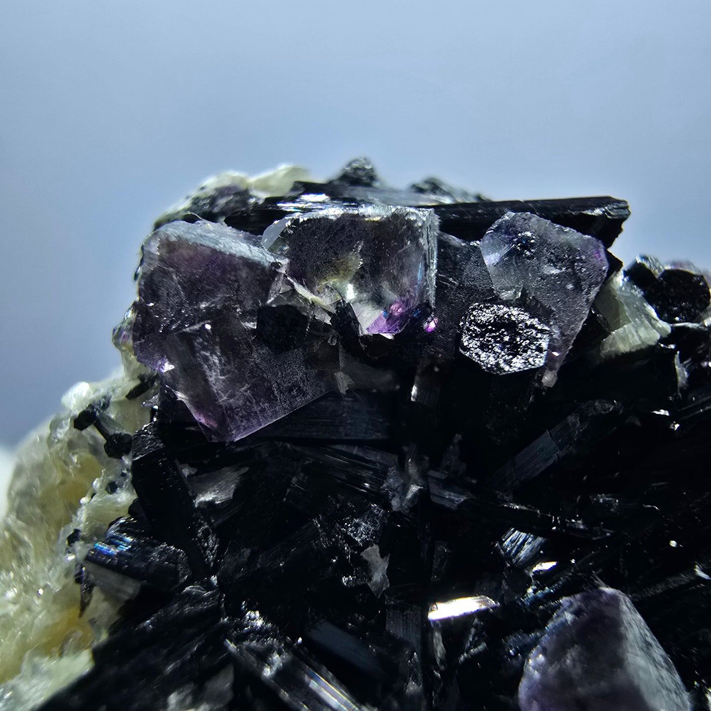 Colorful Phantom Fluorite Cubes Schorl Tourmaline Muscovite Erongo, Namibia 60*52*41mm