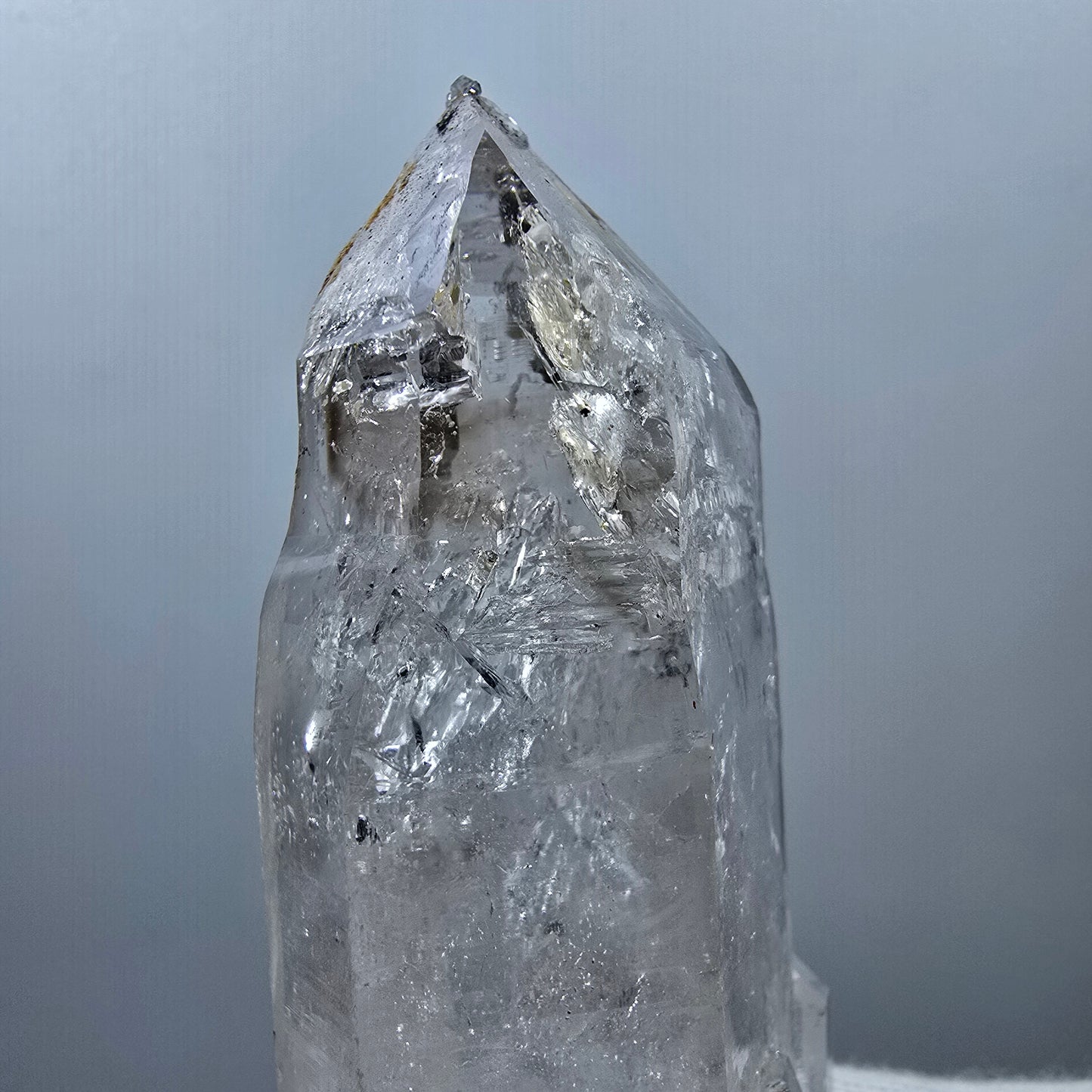 Quartz fumé lémurien Enhydro DT Sceptre Grande bulle Valentine Pocket Gob Namibie 89*37*25mm
