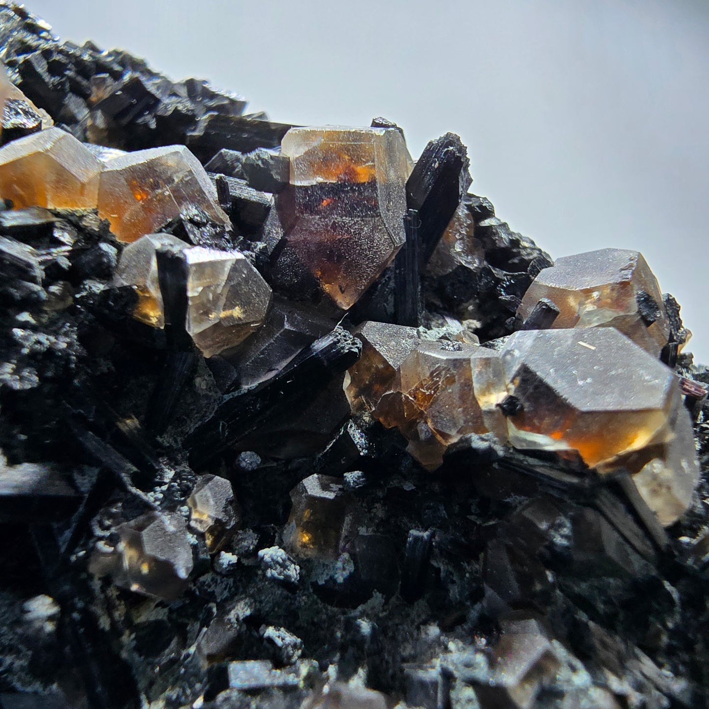 Phantom Fluorite Cube Brown, Schorl Tourmaline Specimen Erongo, Namibia 81*49*36mm