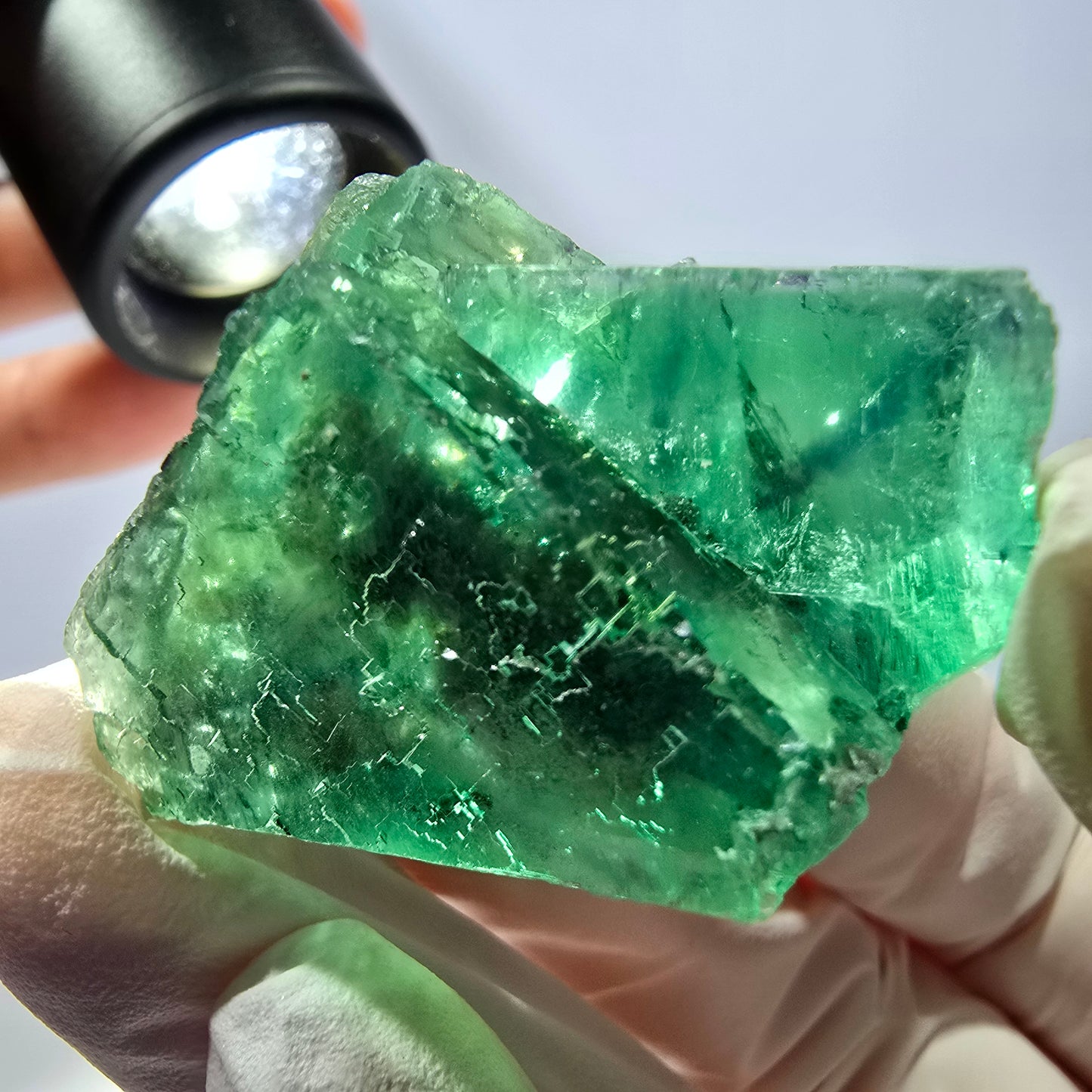 Klare Phantom Fluorit Würfel Stufe, parkettiert grün Okorusu, Namibia 43*33*25mm