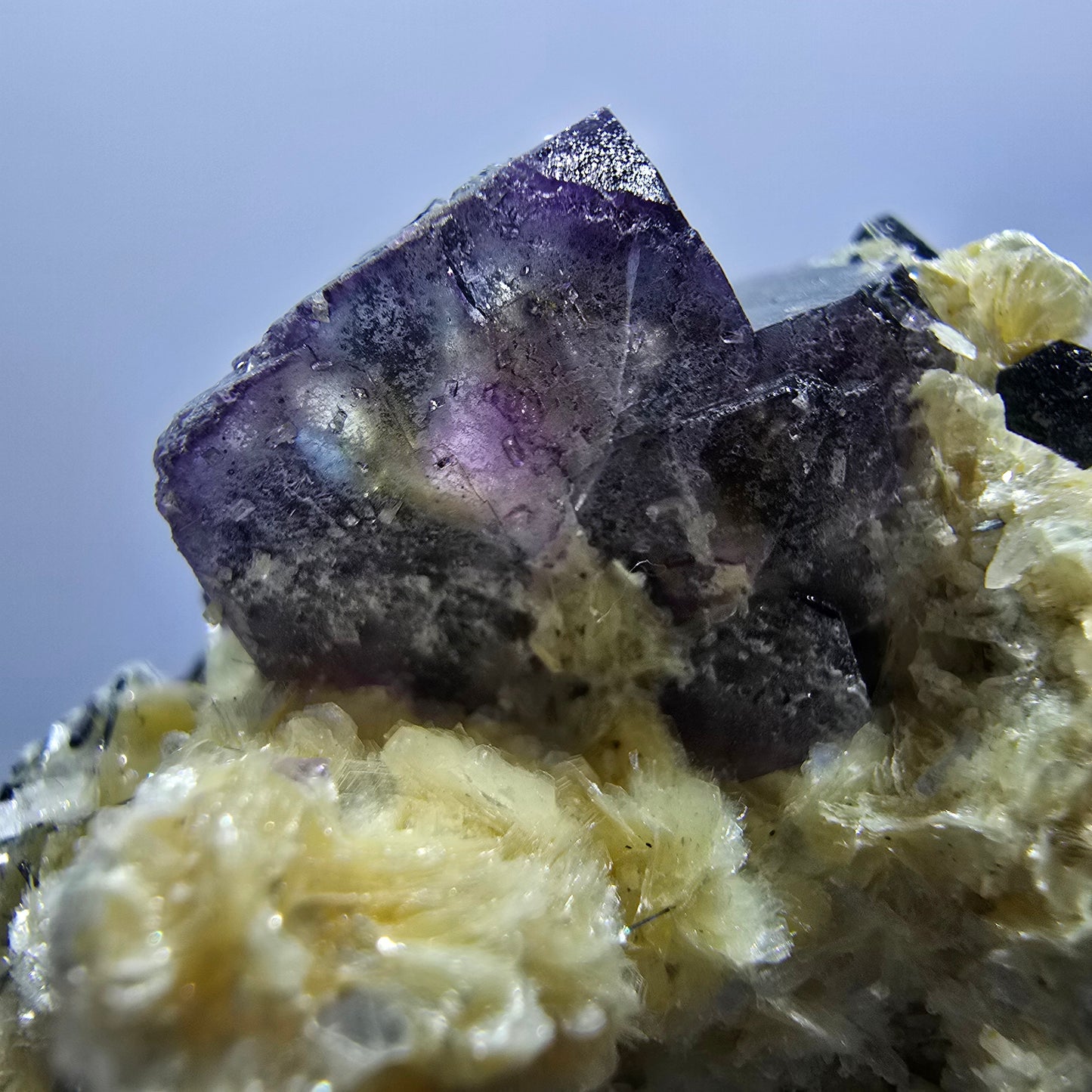 Colorful Phantom Fluorite Cubes Schorl Tourmaline Muscovite Erongo, Namibia 52*50*35mm
