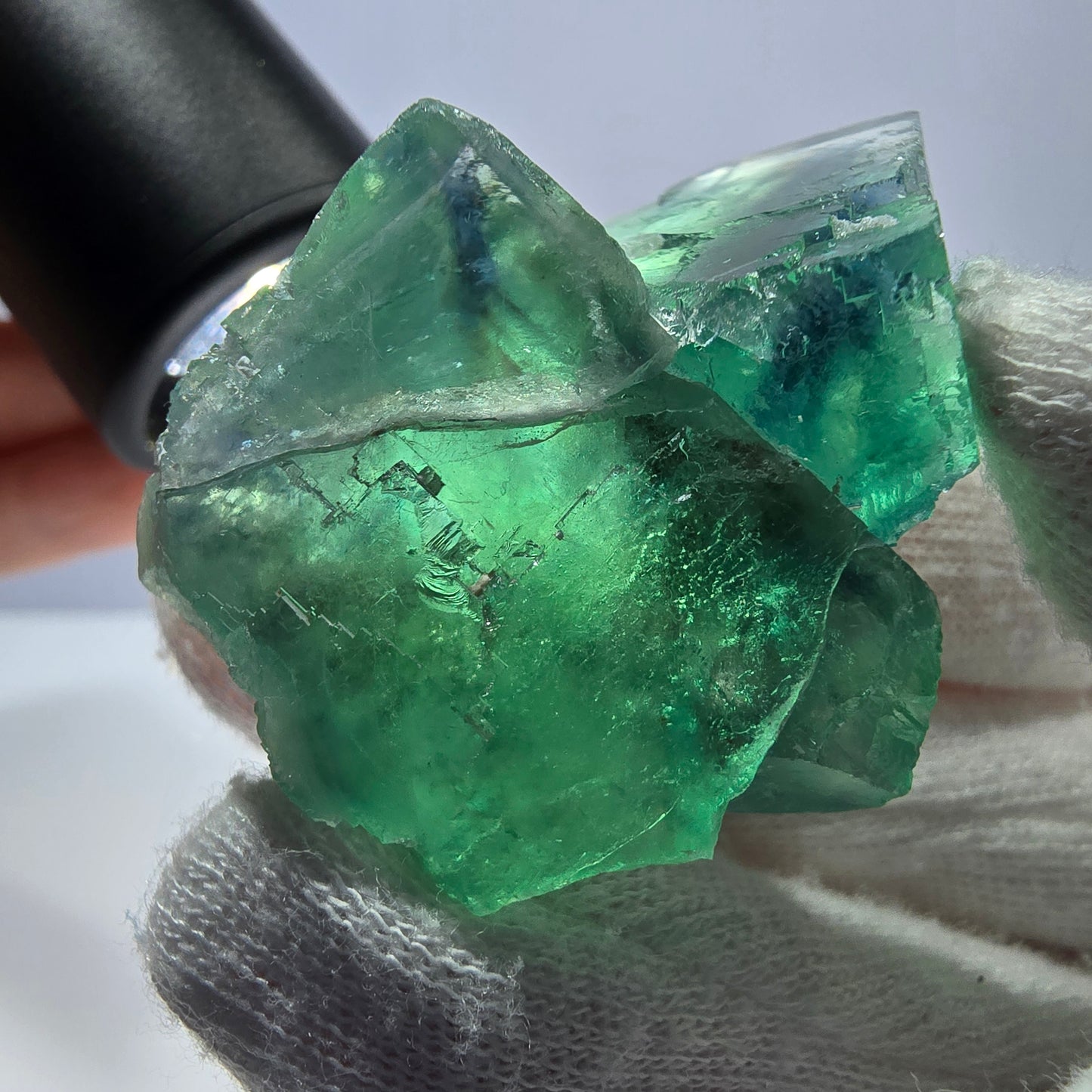 Rare spécimen de cube de fluorite fantôme, parqueté vert Okorusu, Namibie, 48 x 32 x 27 mm