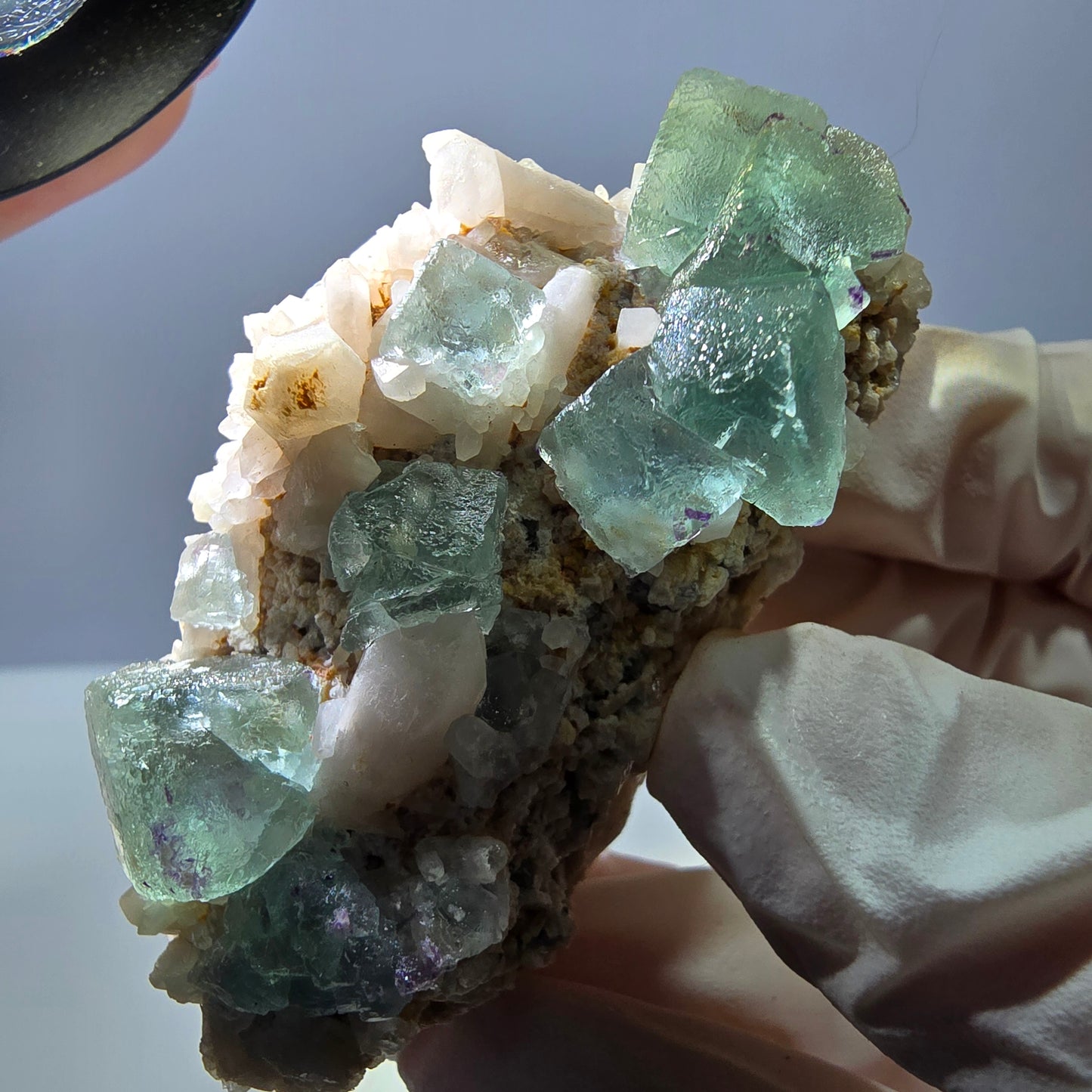 Rare cube de fluorite fantôme, spécimen de quartz vert Brandberg, Namibie, 57 x 33 x 37 mm