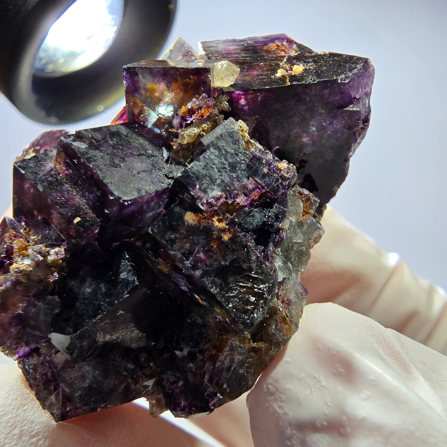 Rare spécimen de cube de fluorite fantôme, vert-violet, Okorusu, Namibie, 41 x 34 x 24 mm