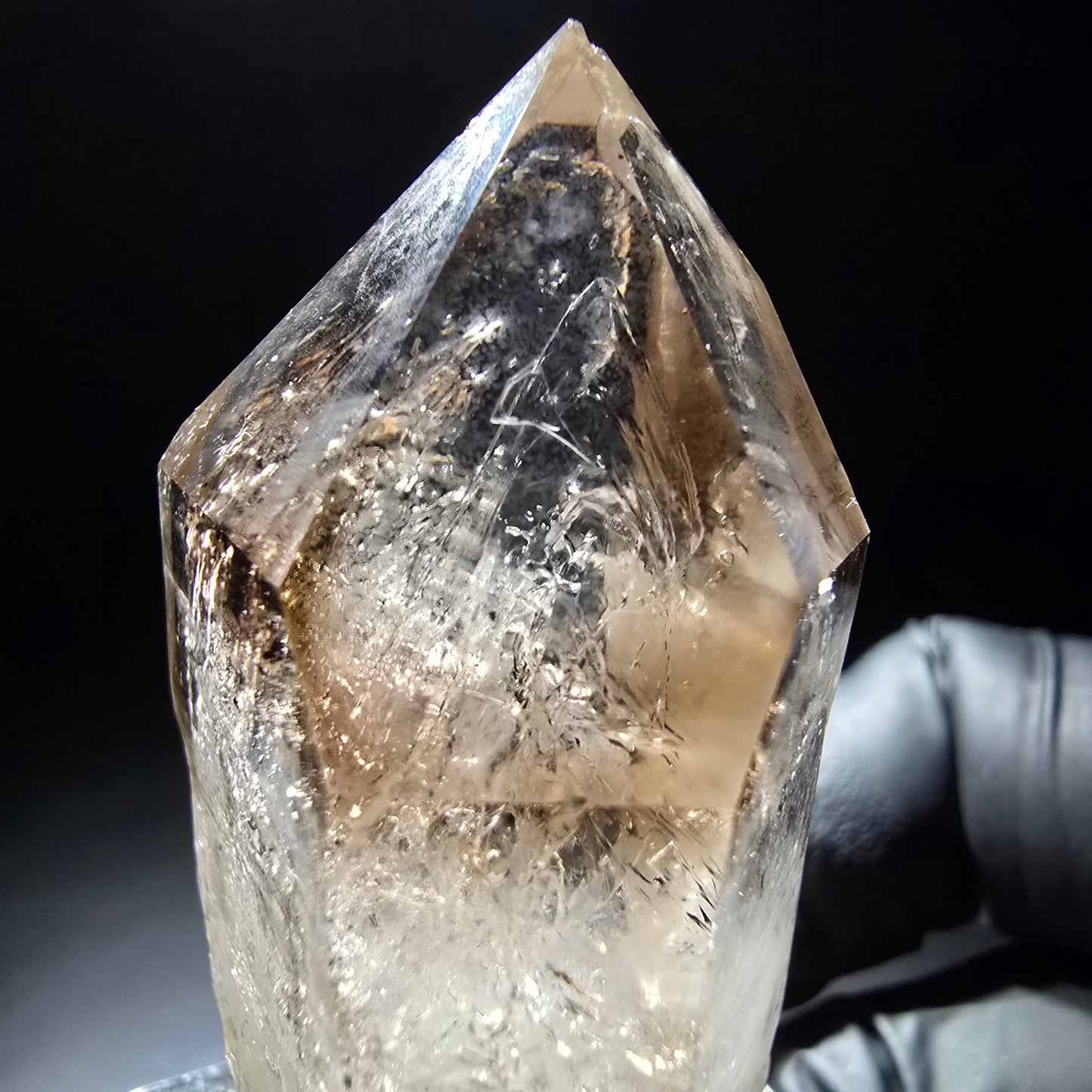 Klare Phantom Rauchquarz Zepter Spitze Goboboseb, Namibia 48*27*19mm Sammlung