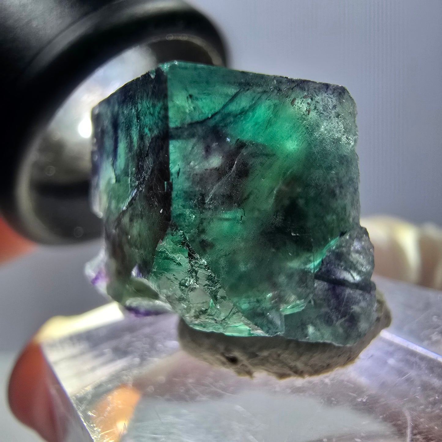 Phantom Fluorite cube parquetted, green purple Okorusu, Namibia 19*16*13mm