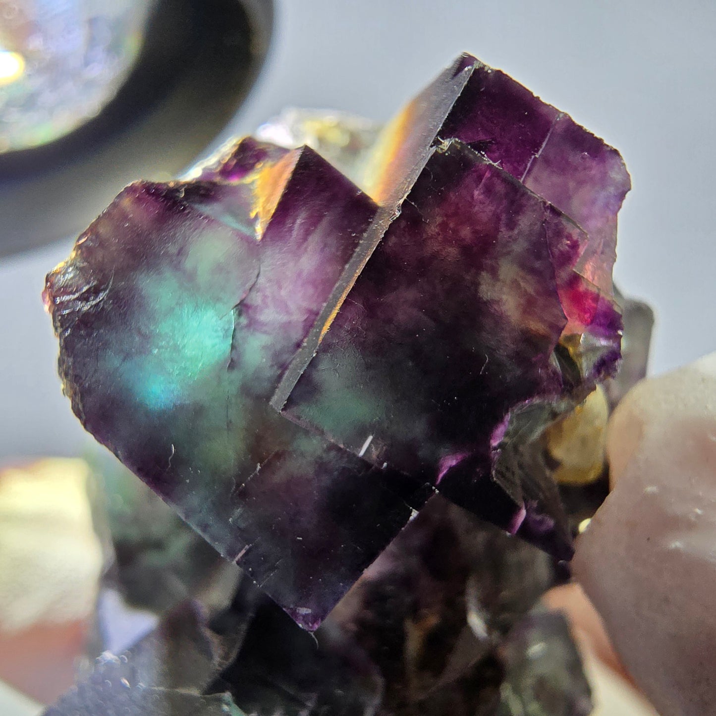 Spécimen de cube de fluorite fantôme, parqueté, zonal Okorusu, Namibie 49*45*27mm