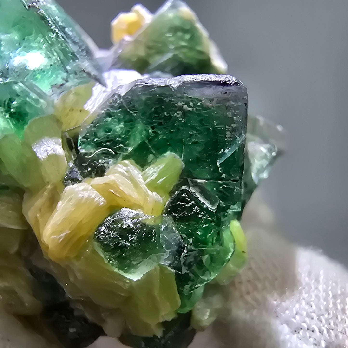Phantom Fluorit Würfel, Muskovit Stufe Erongo, Namibia 37*31*27mm Sammlung