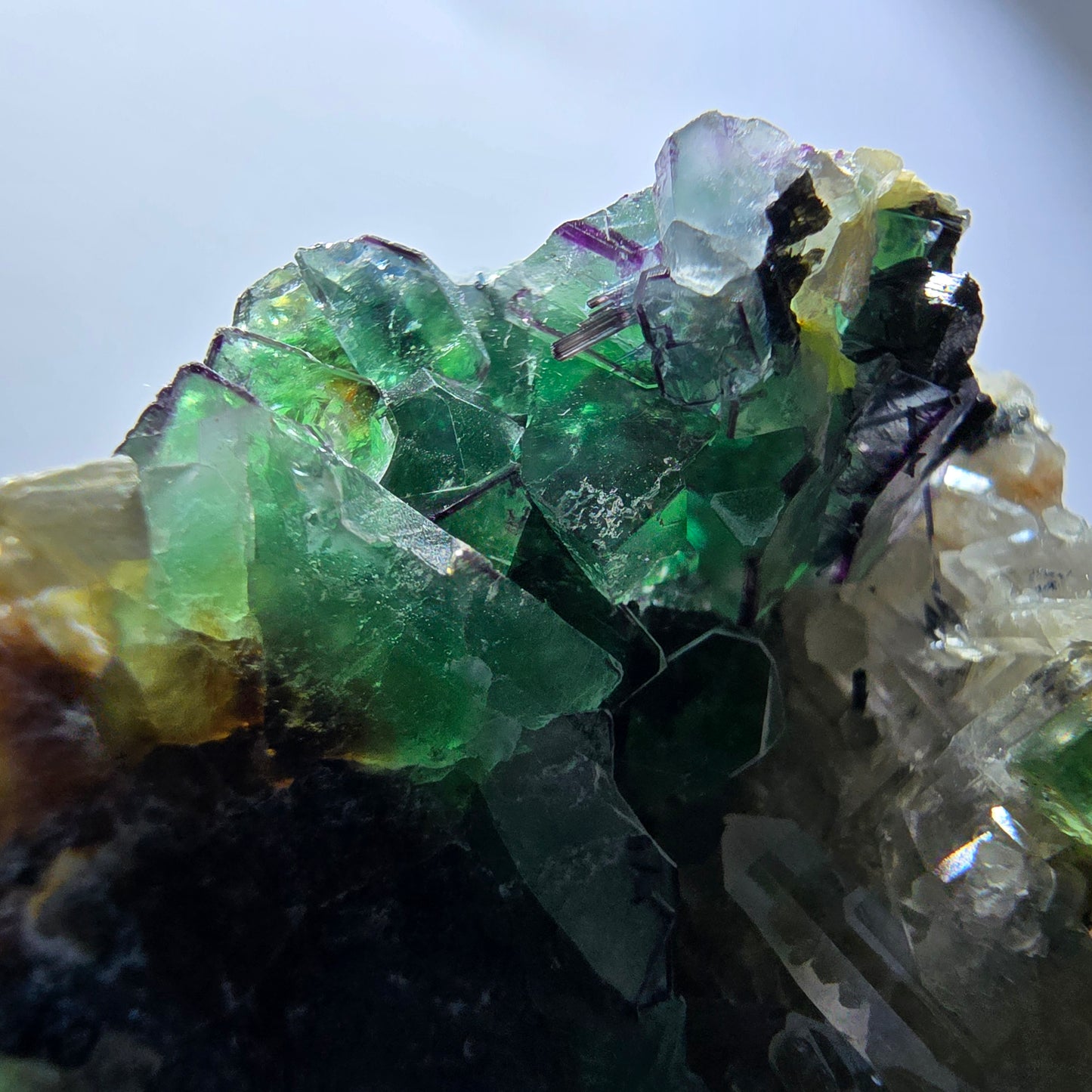 Phantom Fluorit, Rauchquarz, Muskovit, Schörl Turmalin Erongo Namibia 53*49*30mm