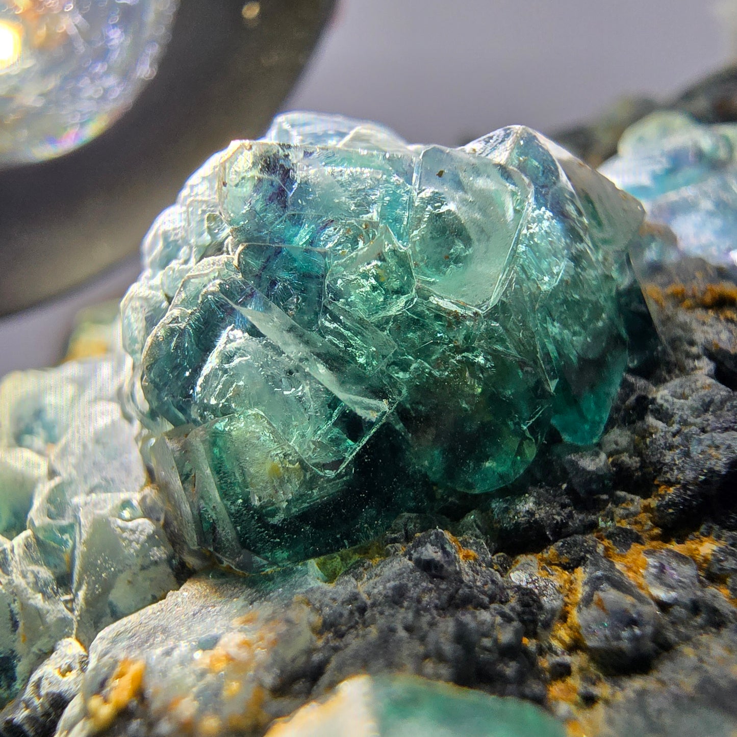 Cube de fluorite fantôme zonal, spécimen de tourmaline Schorl, Erongo, Namibie, 59 x 47 x 23 mm