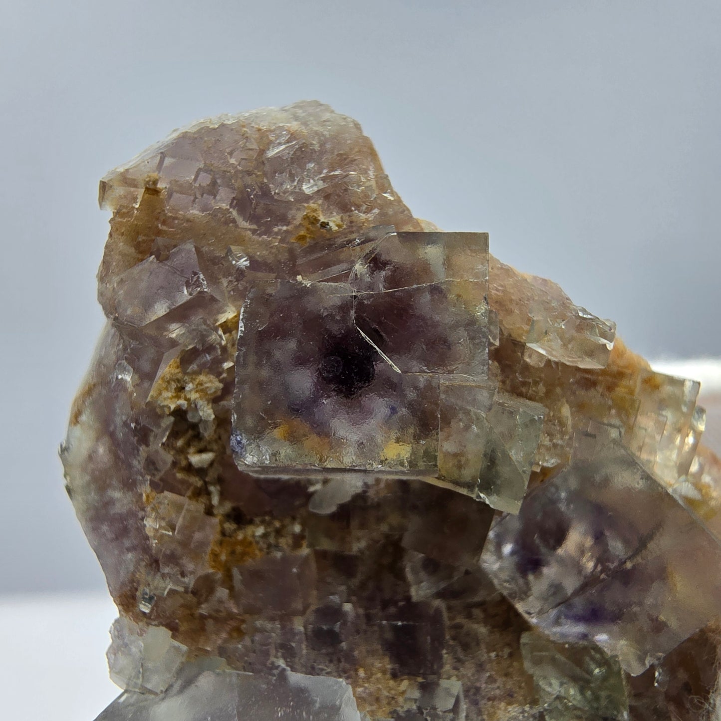 Seltene UV Phantom Fluorit Würfel, Quarz Stufe Brandberg, Namibia 59*39*20mm
