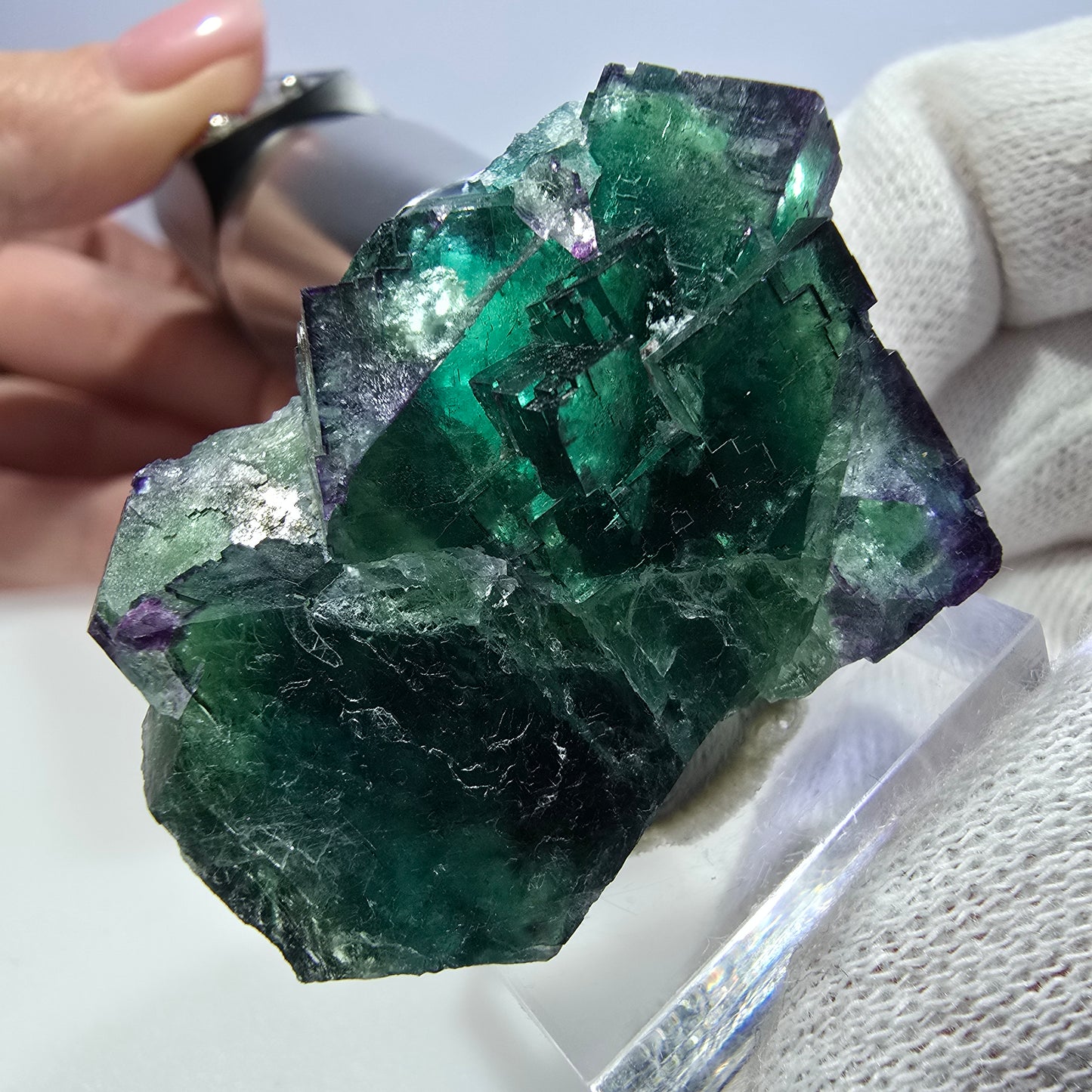 Phantom Fluorit Würfel Stufe parkettiert zonal Okorusu, Namibia 45*27*23mm