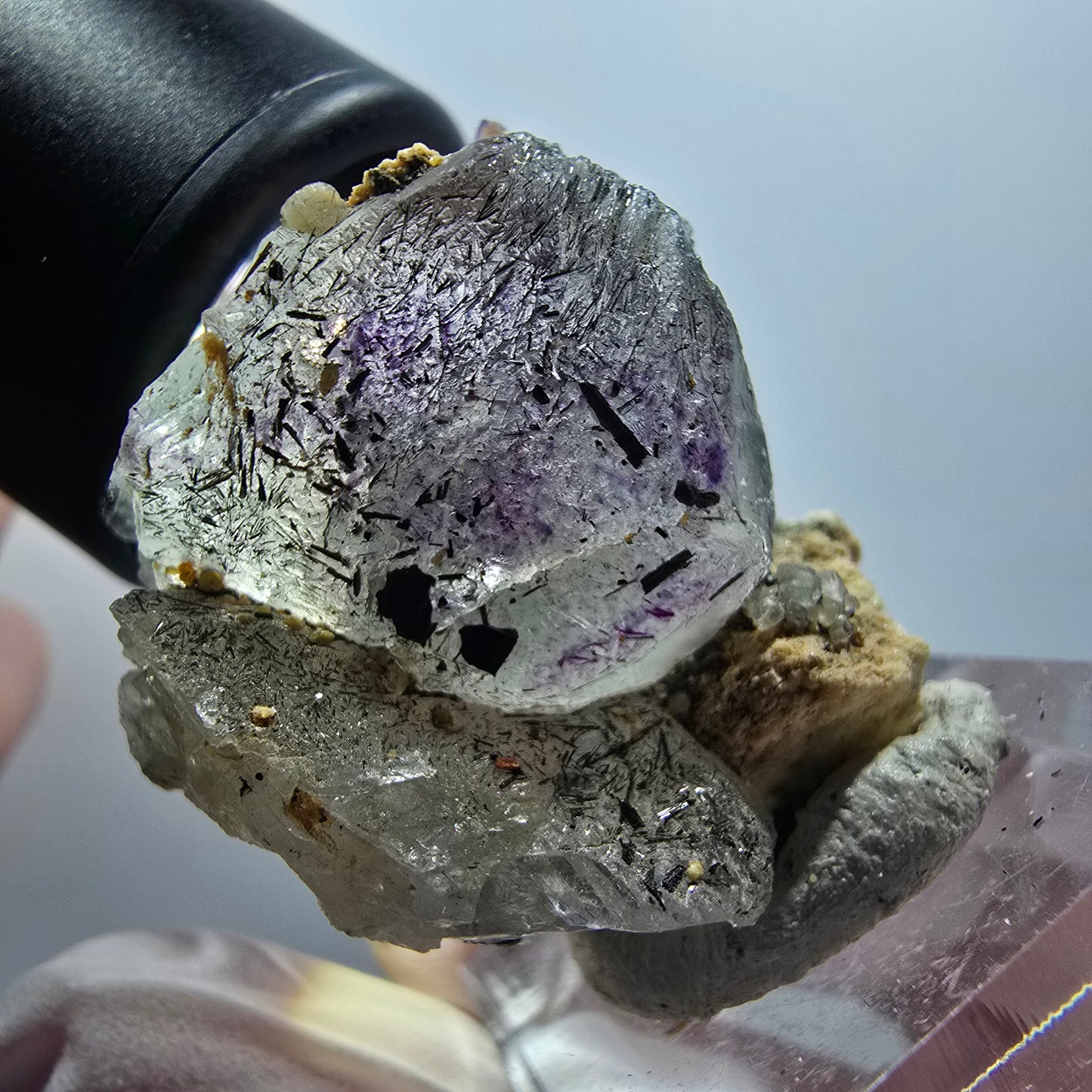 Phantom Fluorit Würfel, Schörl Turmalin, Orthoklas Stufe Erongo, Namibia 38*29*26mm #12006
