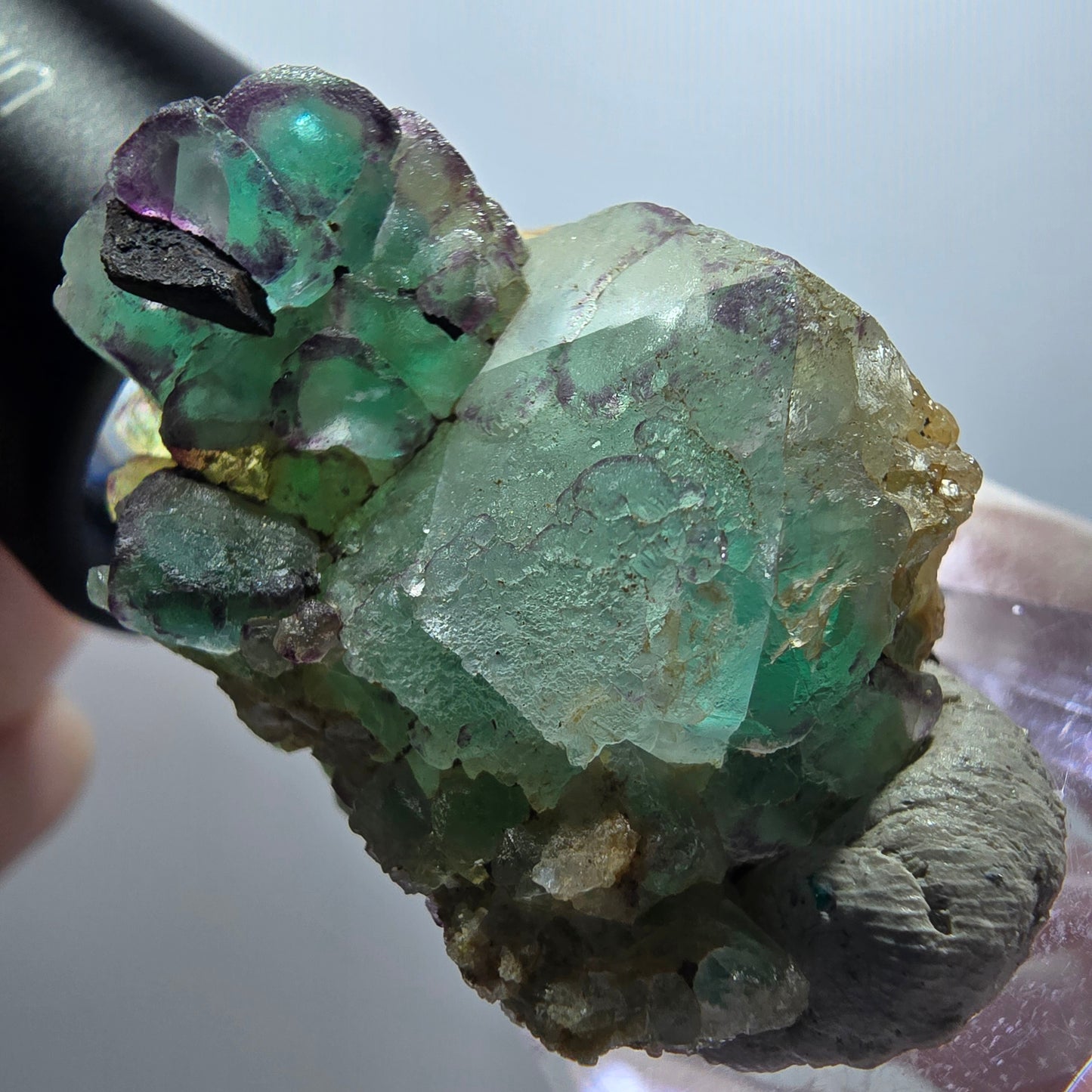 Rare phantom fluorite cube specimen, green-purple, Erongo, Namibia, 38*29*25mm #12009