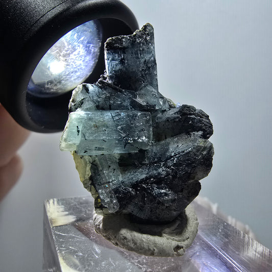 Seltene Aquamarin, Schörl Turmalin Stufe Erongo, Namibia 32*25*17mm #12014