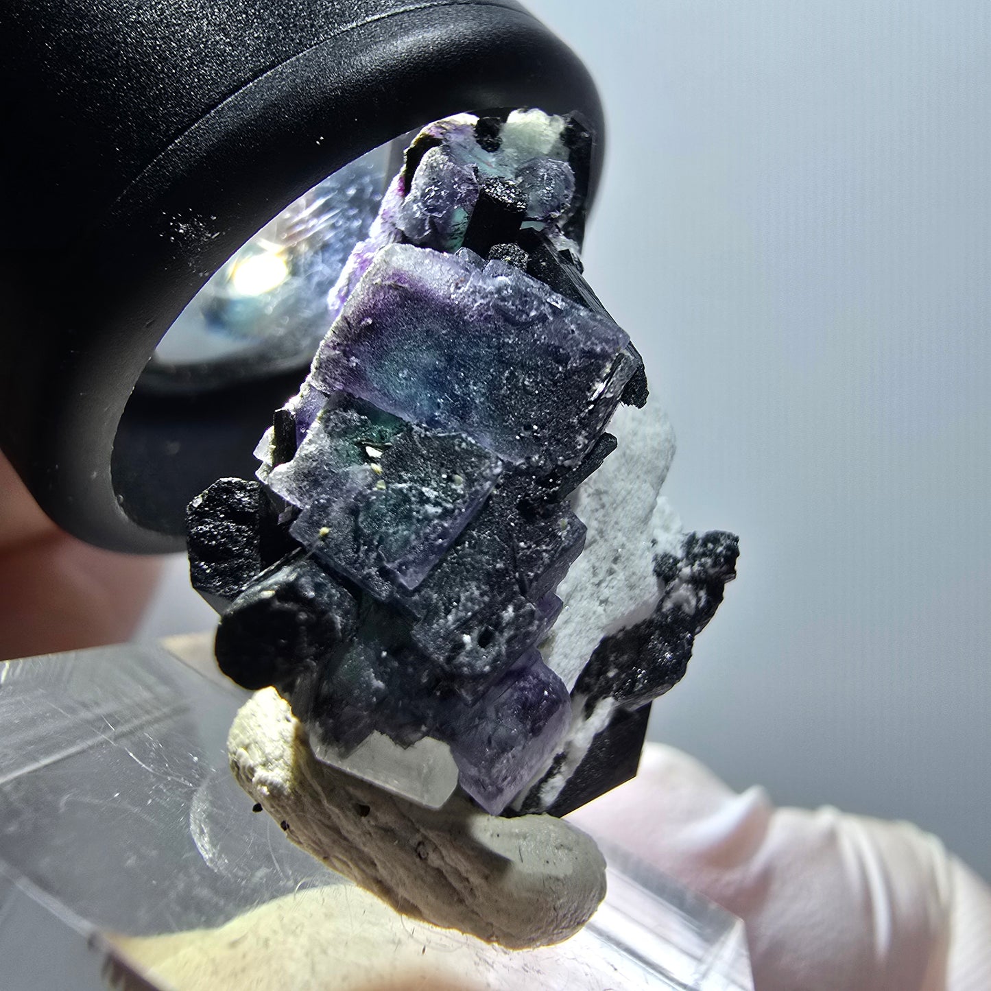 Fluorite fantôme, aigue-marine, tourmaline Schörl, orthoclase Erongo, Namibie 38*20*15mm #12036
