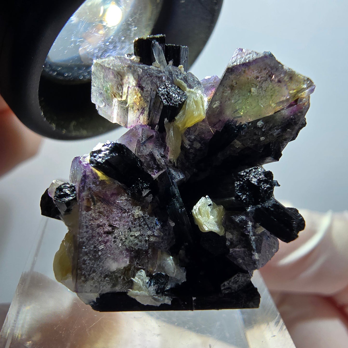 Colorful Phantom Fluorite, Schorl Tourmaline, Muscovite Specimen Erongo, Namibia 29*23*18mm #12038