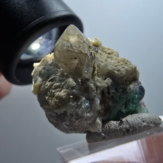 Phantom Fluorit, Aquamarin, Rauchquarz, Orthoklas Erongo, Namibia 30*28*24mm #12055