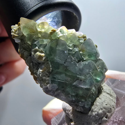 Phantom Fluorit, Aquamarin, Muskovit Stufe Erongo, Namibia 33*23*14mm #12058