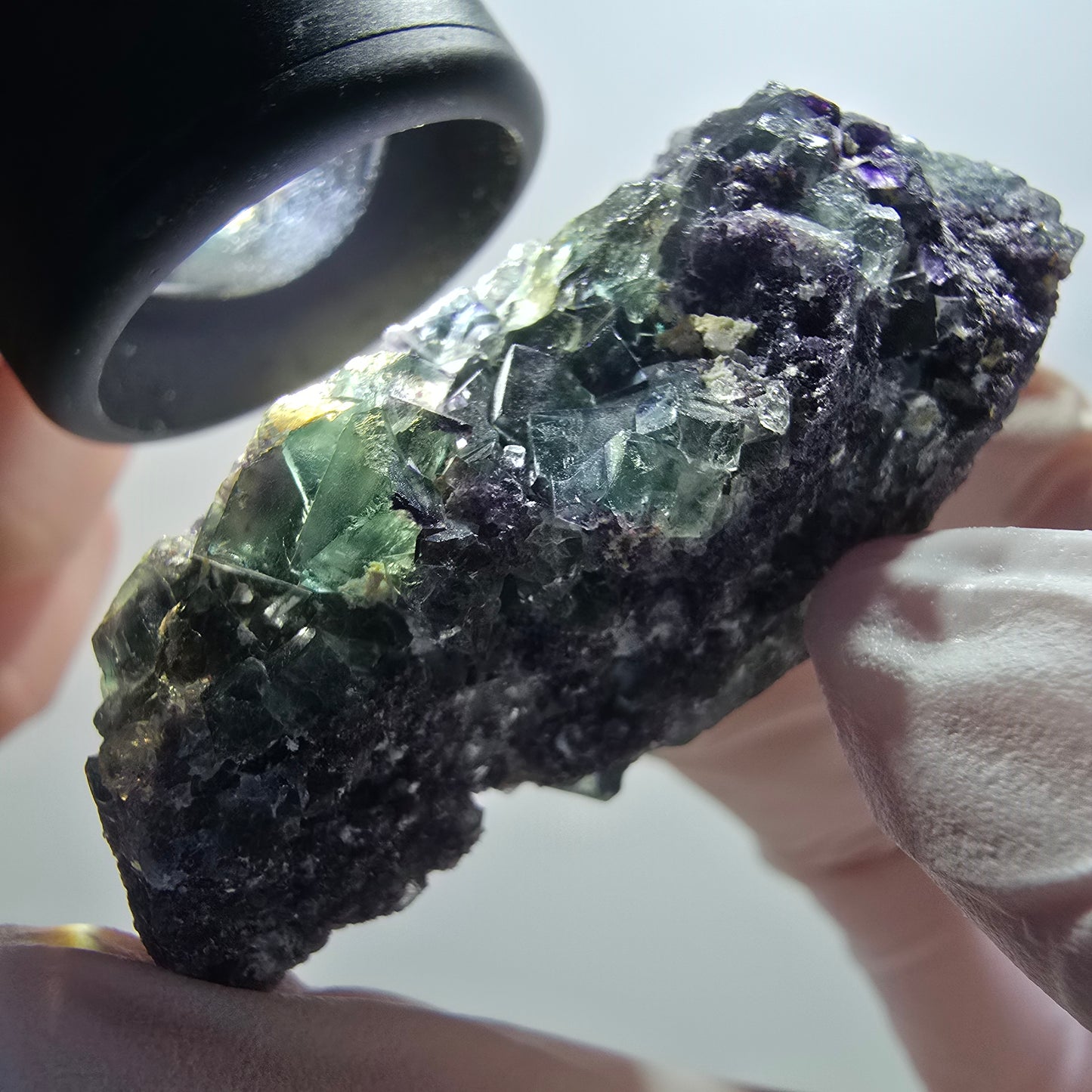 Rare phantom fluorite cube specimen, green-purple, Okorusu, Namibia, 55*32*23mm #12086