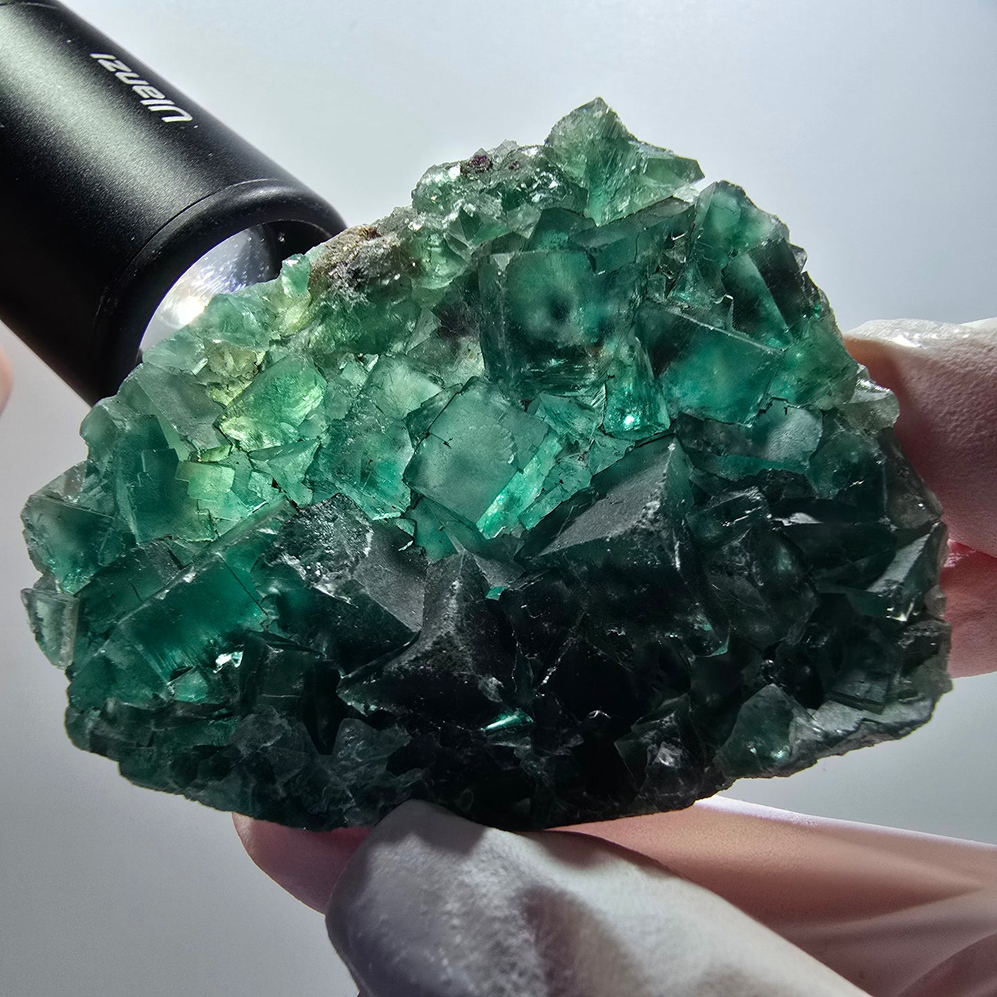 Rare phantom fluorite cube specimen, green, Okorusu, Namibia, 59*47*14mm #12090